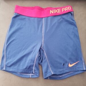 Nike Pro Girls Compression Shorts Orange/Plum XL